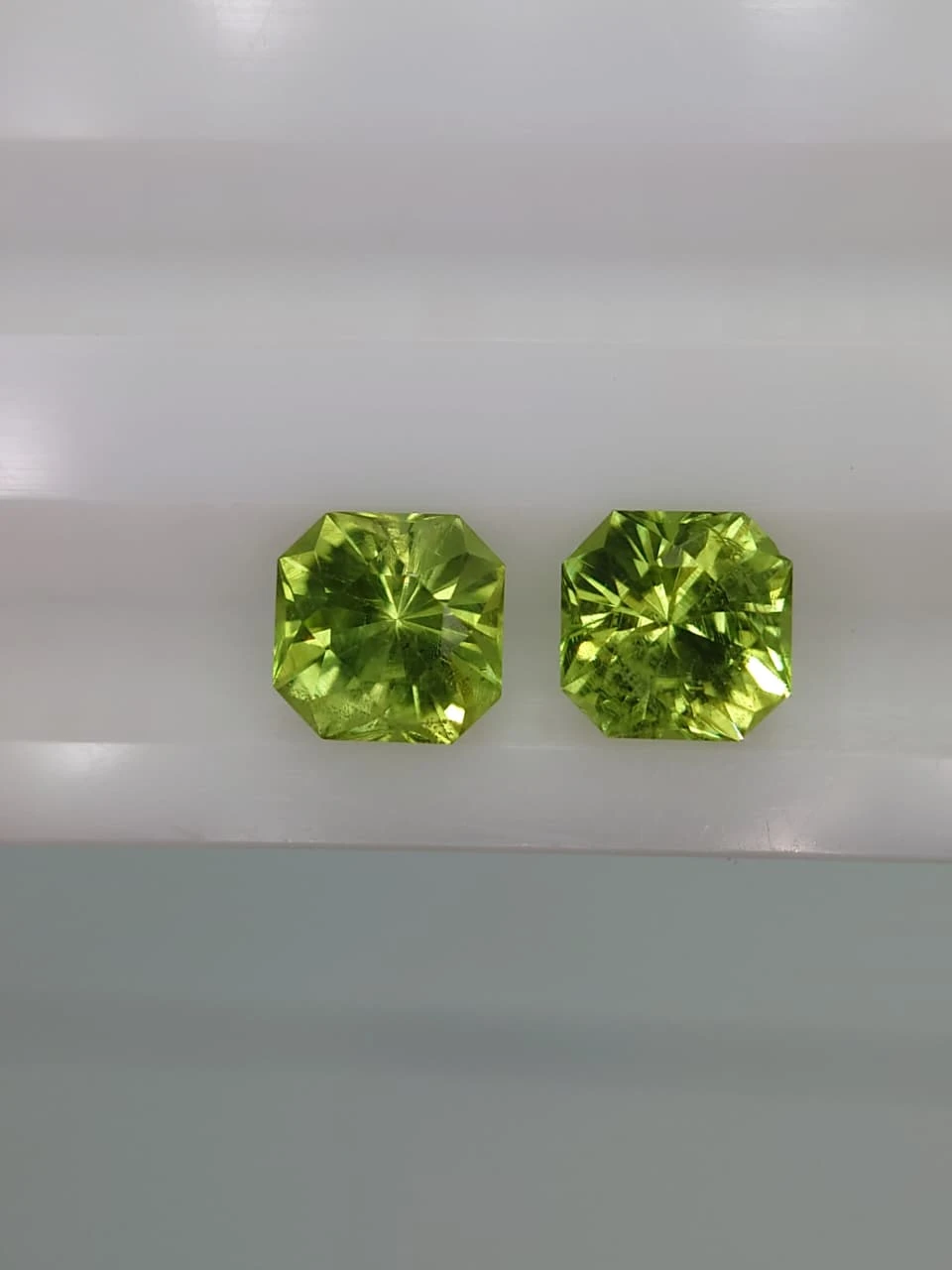 2.8ct Natural  Radiant Facated Peridot Pair from Pakistan — view 3